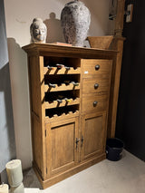 Weinschrank Holz, Highboard Teak-Holz, Höhe 150 cm