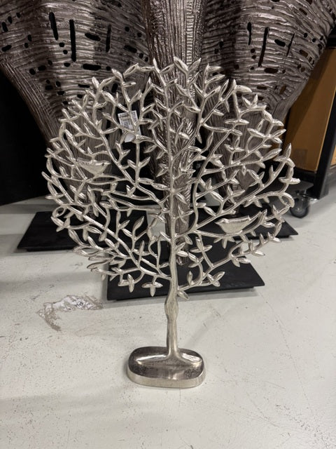 Dekobaum Silber, Baum aus Aluminium Dekoration, Höhe 34 cm