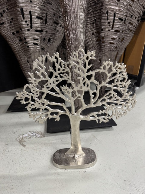 Dekobaum Silber, Baum aus Aluminium als Dekoration, Höhe 60 cm