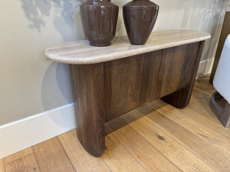 Sideboard Travertin-Stein, Konsole braun, Breite 140 cm