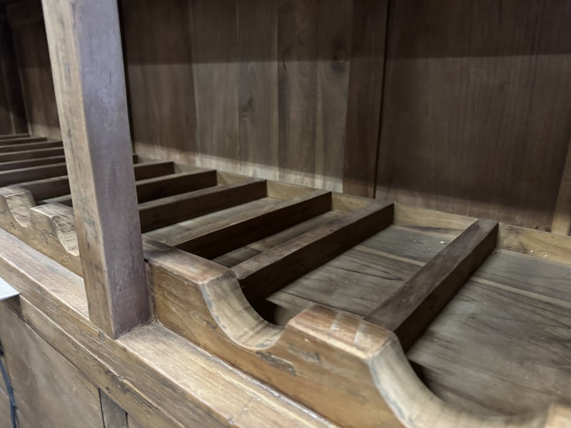 Weinschrank Holz Teak rustikal Landhaus, Weinregal Teak Landhaus, Breite 180 cm