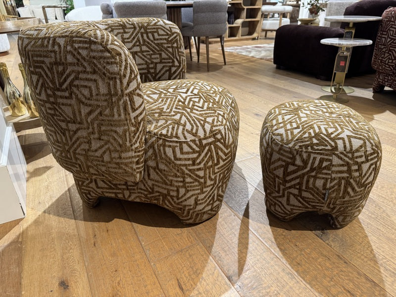 Sessel mit Hocker,  Sessel mit Muster Bronze-beige, Breite 81 cm