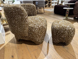 Sessel mit Hocker,  Sessel mit Muster Bronze-beige, Breite 81 cm