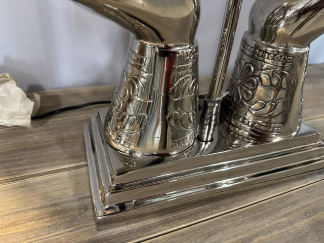 Lampenfuß Tischlampe Silber, Tischleuchte Silber, Tischlampe Silber, Höhe 49 cm