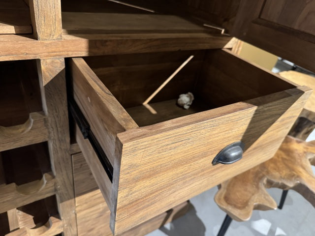 Weinschrank braun Teak, Schrank Teak, Breite 100 cm