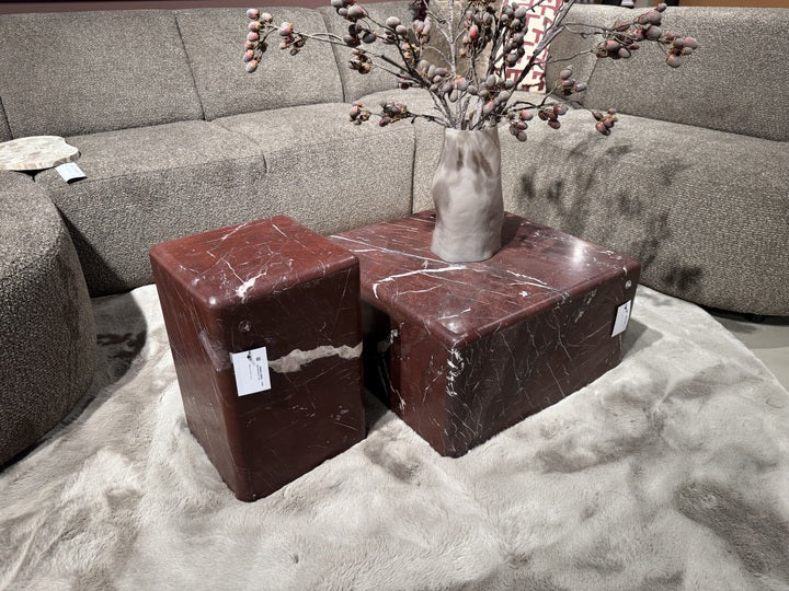 Marmor Couchtisch rot, Couchtisch Bordeaux, Maße 68x68 cm
