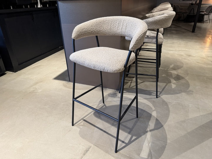 Barstuhl beige,  Barstuhl Metall-Gestell, Sitzhöhe 67 cm