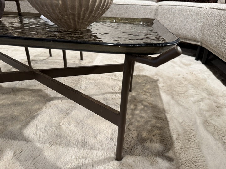 Couchtisch Glas-Metall, Couchtisch braun Glas, Länge 98 cm
