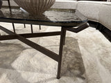 Couchtisch Glas-Metall, Couchtisch braun Glas, Länge 98 cm