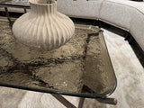 Couchtisch Glas-Metall, Couchtisch braun Glas, Länge 98 cm