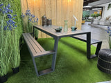 Picknick-Sitzgruppe anthrazit, Picknicktisch mit Sitzbank Metall