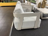 Lounge weiß, Lounge Set ein Gartensofa, zwei Gartensessel und ein Gartencouchtisch weiß