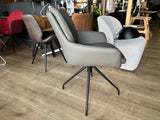 Stuhl grau Leder drehbar, Lederstuhl grau drehbar