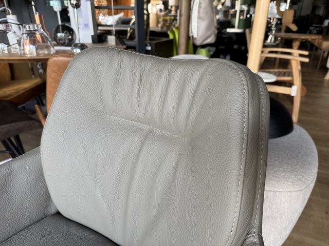 Stuhl grau Leder drehbar, Lederstuhl grau drehbar