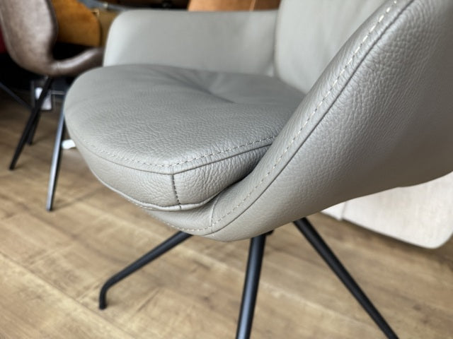Stuhl grau Leder drehbar, Lederstuhl grau drehbar