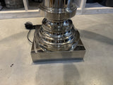Stehlampe Silber, Stehleuchte mit schwarzem Lampenschirm,&nbsp; Höhe 134 cm