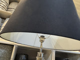 Stehlampe Silber, Stehleuchte mit schwarzem Lampenschirm,&nbsp; Höhe 134 cm