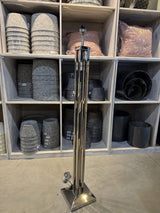 Stehlampe Silber, Stehleuchte mit schwarzem Lampenschirm,&nbsp; Höhe 180 cm