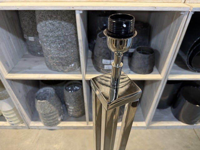 Stehlampe Silber, Stehleuchte mit schwarzem Lampenschirm,&nbsp; Höhe 180 cm