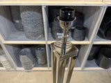 Stehlampe Silber, Stehleuchte mit schwarzem Lampenschirm,&nbsp; Höhe 180 cm