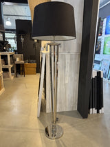Stehlampe Silber, Stehleuchte mit Lampenschirm schwarz,&nbsp; Höhe 160 cm