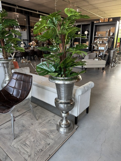Bodenvase Silber Metall, Vase Aluminium,&nbsp; Höhe 90 cm