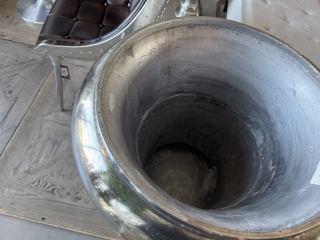 Bodenvase Silber Metall, Vase Aluminium,&nbsp; Höhe 90 cm