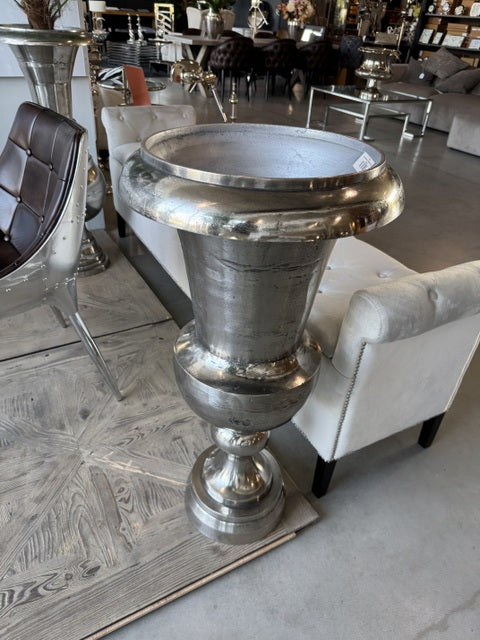 Bodenvase Silber Metall, Vase Aluminium,&nbsp; Höhe 90 cm