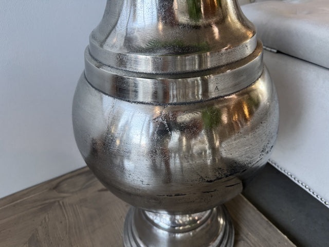 Bodenvase Silber Metall, Vase Aluminium,&nbsp; Höhe 98 cm