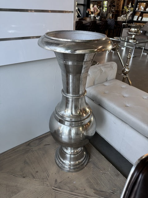 Bodenvase Silber Metall, Vase Aluminium,&nbsp; Höhe 98 cm