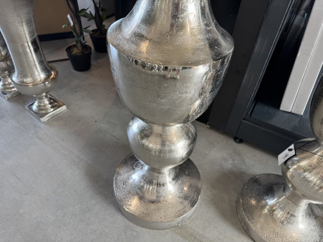Bodenvase Silber Metall, Vase Aluminium, Höhe 135 cm
