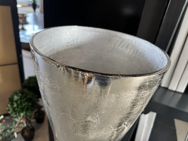 Bodenvase Silber Metall, Vase Aluminium, Höhe 135 cm