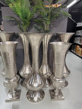 Bodenvase Silber, Bodenvase Metall groß, Vase Silber, Höhe 155 cm