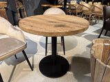 Bistrotisch rund Eiche-Tischplatte, Tischgestellt schwarz Metall, Durchmesser 80 cm
