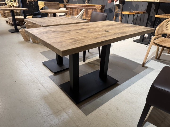 Stehtisch Eiche-Tischplatte, Bartisch schwarz Metall, Länge 140 cm