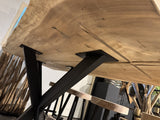 Bartisch rustikale Tischplatte, Bartisch Teakholz rustikal, Länge 200 cm