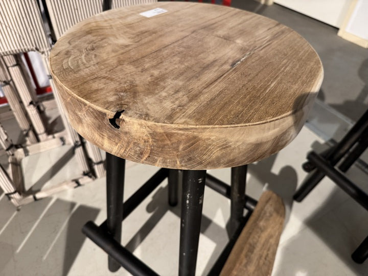 Barhocker Baumstamm, Barhocker Holz-Metall rustikal, Sitzhöhe 77 cm