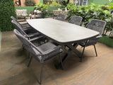 Gartentisch grau Keramik-Tischplatte, Gartentisch anthrazit Aluminium, Länge 240 cm