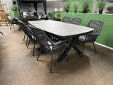 Gartentisch grau Keramik-Tischplatte, Gartentisch anthrazit Aluminium, Länge 200 cm