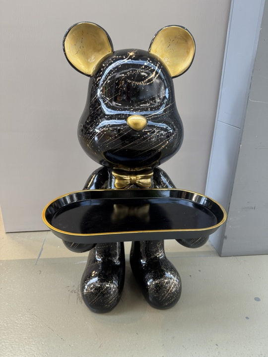Deko Bär schwarz-Gold, modern Diener-Bär-Figur, Höhe ca. 48 cm