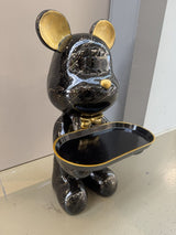 Deko Bär schwarz-Gold, modern Diener-Bär-Figur, Höhe ca. 48 cm