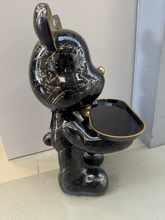 Deko Bär schwarz-Gold, modern Diener-Bär-Figur, Höhe ca. 48 cm
