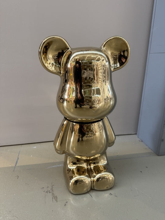 Deko Bär Gold, moderne Bär-Figur Gold, Höhe ca. 48 cm