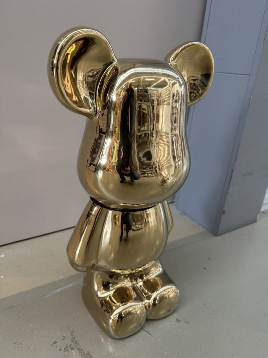 Deko Bär Gold, moderne Bär-Figur Gold, Höhe ca. 48 cm
