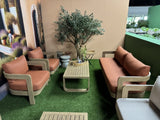 Gartensofa Terracotta, Set 4 teiliges Loungeset Holzoptik-Terracotta, Garten Sitzgruppe Terracotta