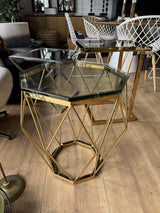 Beistelltisch Gold, Beistelltisch Glas, Durchmesser 50 cm&nbsp;