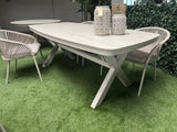 Gartentisch creme-weiß Keramik-Tischplatte, Gartentisch Aluminium-Tischgestell, Länge 200 cm