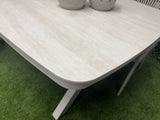 Gartentisch creme-weiß Keramik-Tischplatte, Gartentisch Aluminium-Tischgestell, Länge 200 cm