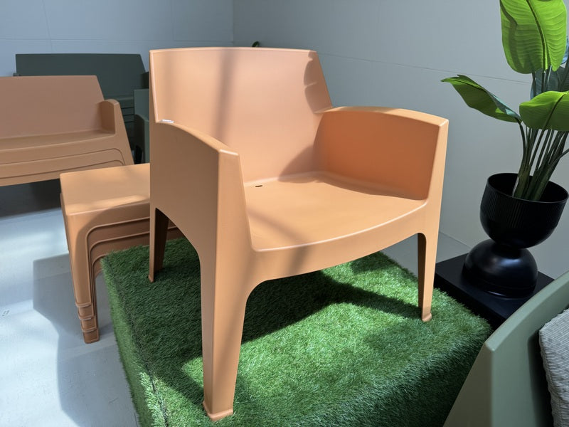 Gartenbank Terrakotta Kunststoff, Breite 119 cm