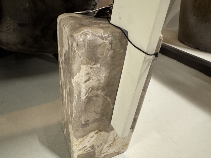Beistelltisch weiß-beige Marmor, Beistelltisch beige Metall-Marmor, Höhe 54 cm